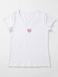 MYVLHPK V-Neck T-shirt with Liberty Heart Pink