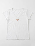 MYVLHSA V-Neck T-shirt with Liberty Heart Salmon