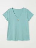MYVLHAM V-Neck T-shirt with Liberty Heart Aqua Marine