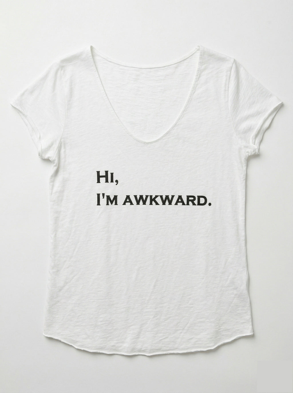 MYHAVW "Hi, I'm Awkward" V-Neck T-Shirt White