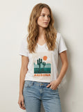 MYAPVW "Arizona" Printed V-Neck T-Shirt White