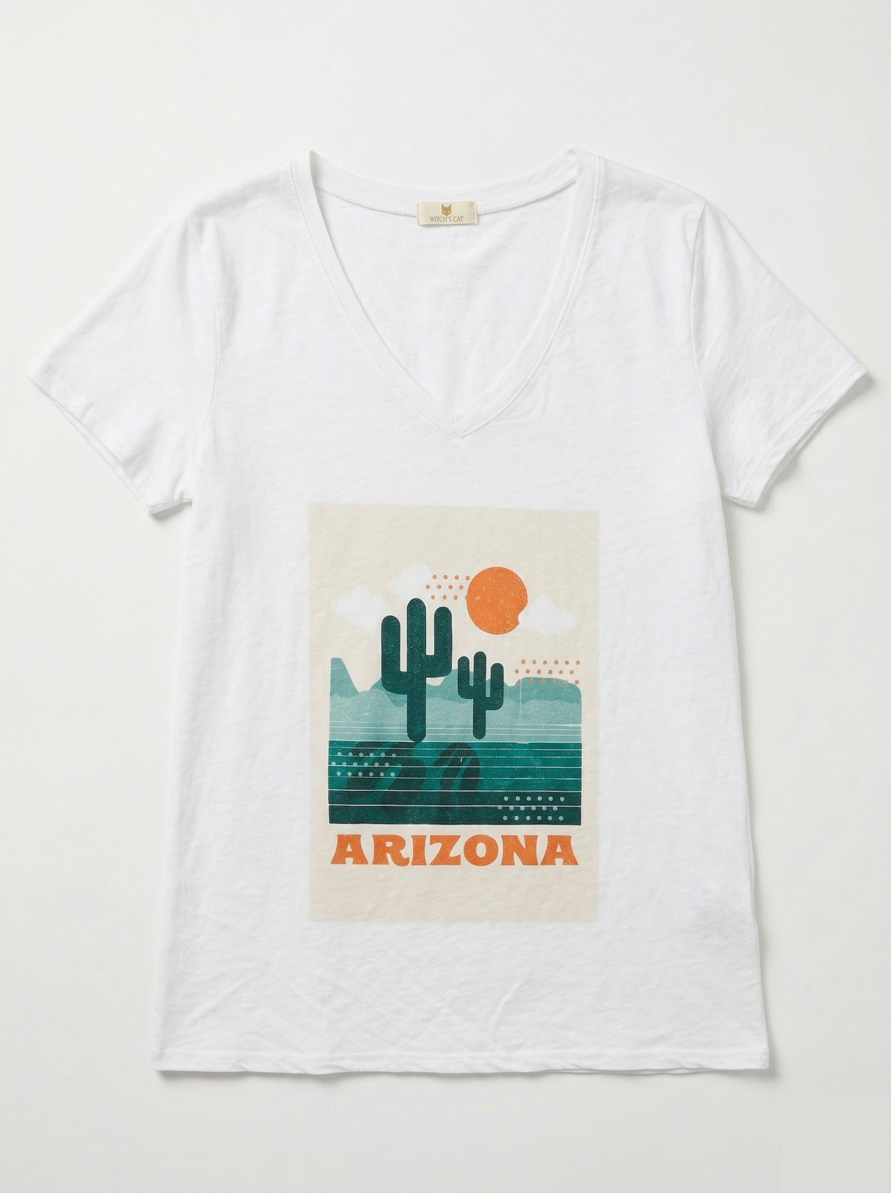 MYAPVW "Arizona" Printed V-Neck T-Shirt White
