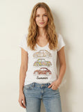 MYSCPVW "Summer Cars" Printed V-Neck T-Shirt White