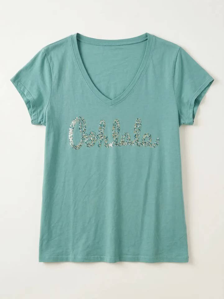 MYVOLCE V-Neck T-shirt Oohlala Liberty Celadon