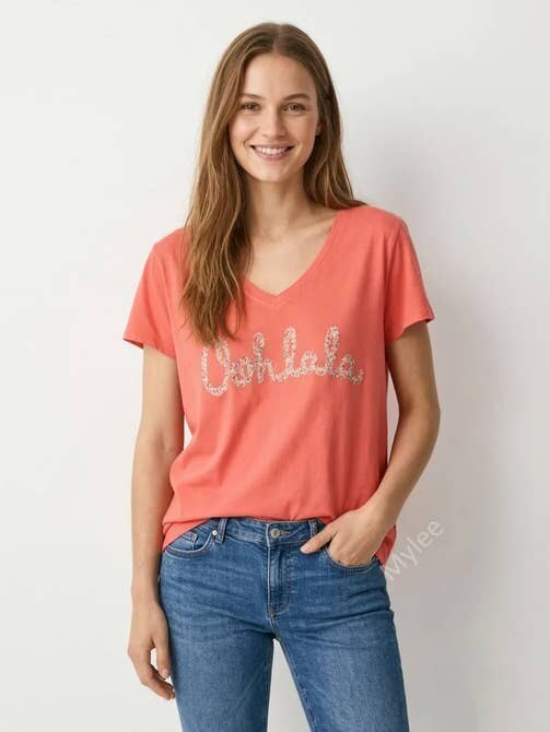 MYVOLCR V-Neck T-shirt Oohlala Liberty Coral