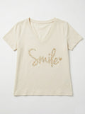 MYSVBG "Smile" V-neck T-shirt Beige