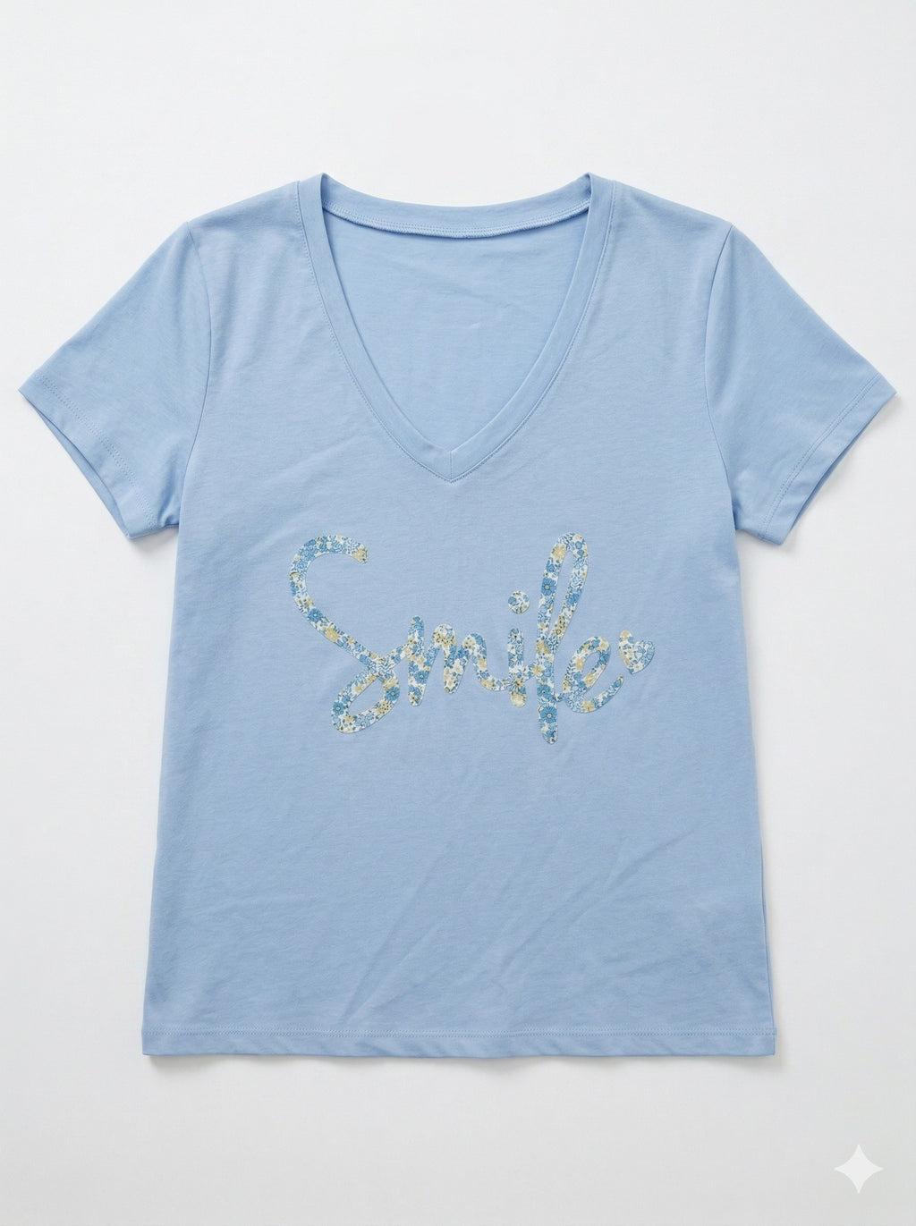 MYSVSB "Smile" V-neck T-shirt Sky Blue