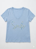 MYSVSB "Smile" V-neck T-shirt Sky Blue
