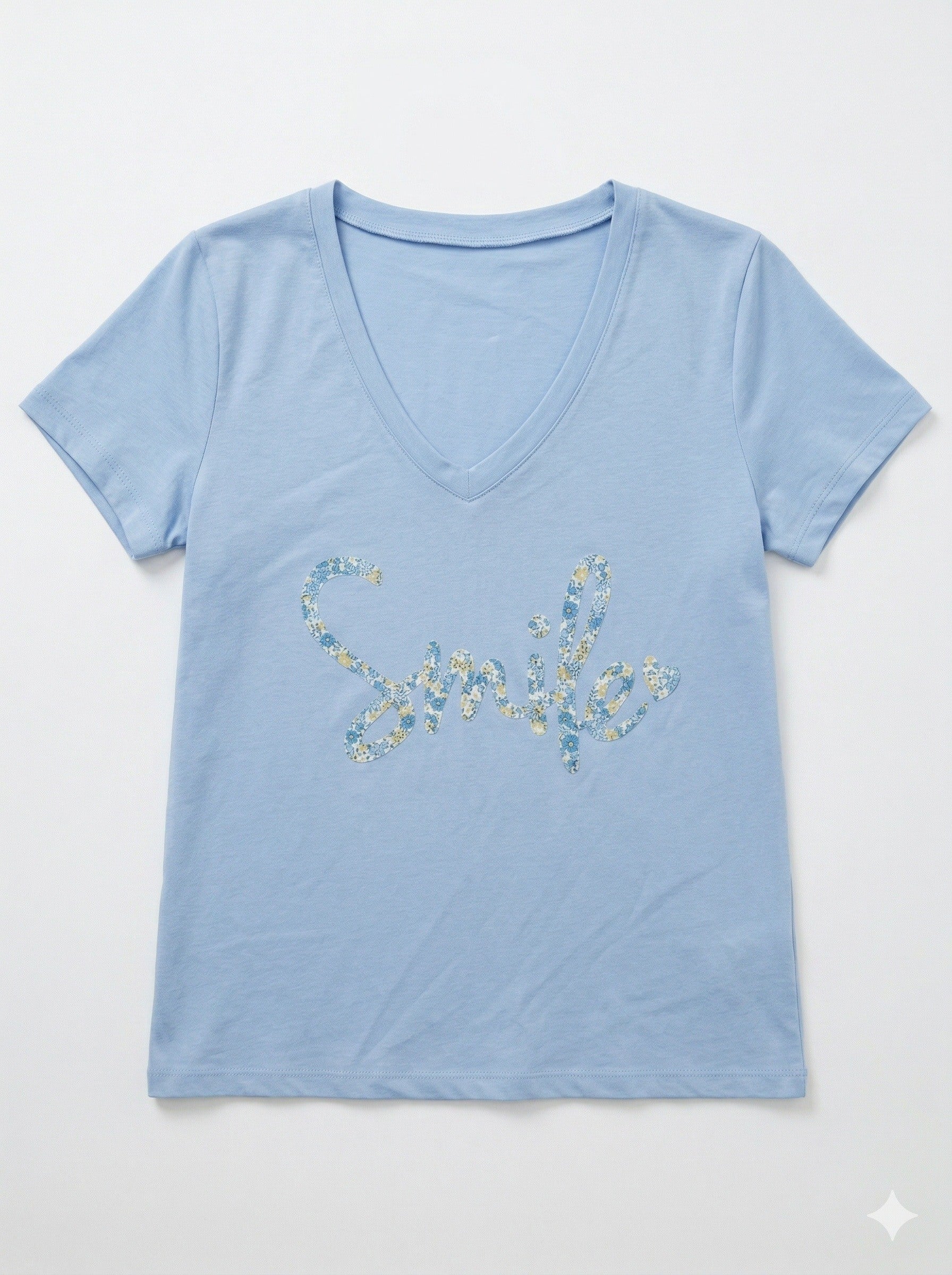 MYSVSB "Smile" V-neck T-shirt Sky Blue