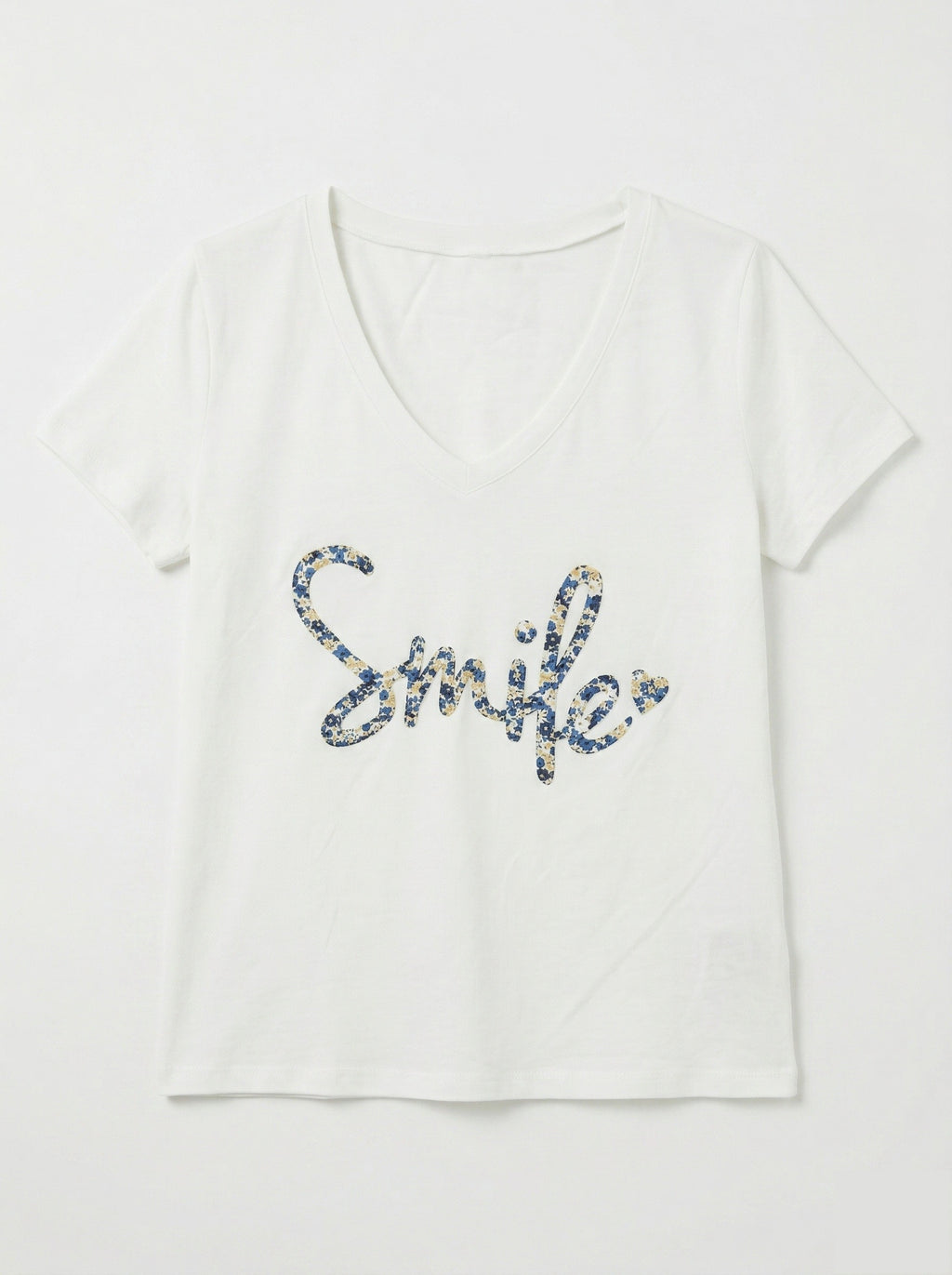 MYSVEB "Smile" V-neck T-shirt Estate Blue