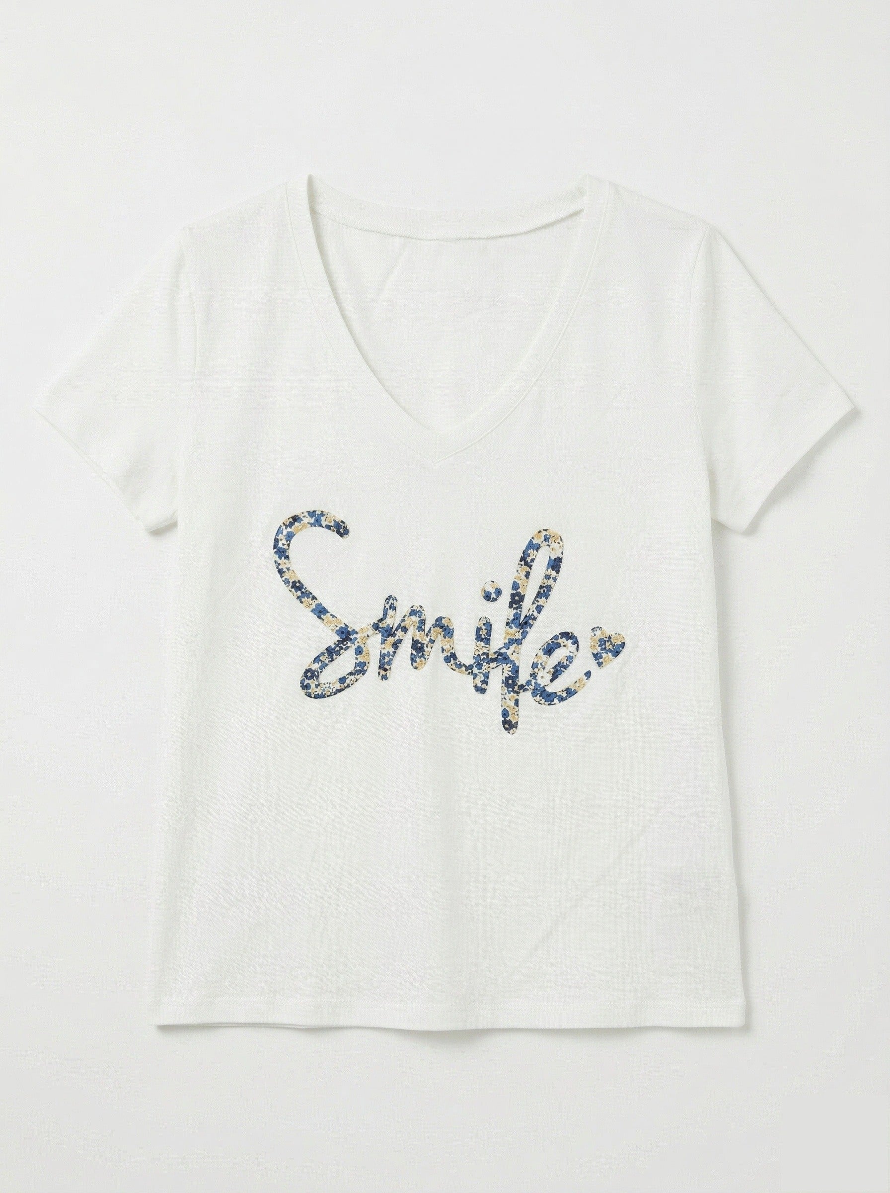 MYSVEB "Smile" V-neck T-shirt Estate Blue