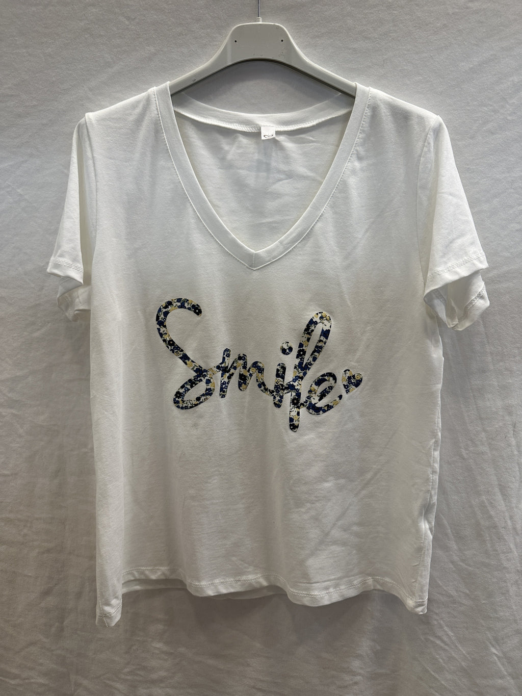 MYSVEB "Smile" V-neck T-shirt Estate Blue