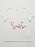 MYSVCRM "Smile" V-neck T-shirt Carmine