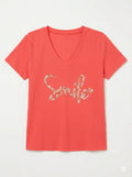 MYSVCR "Smile" V-neck T-shirt Coral
