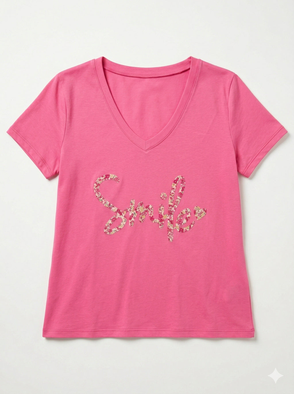 MYSVFU "Smile" V-neck T-shirt Fuchsia