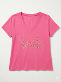 MYSVFU "Smile" V-neck T-shirt Fuchsia