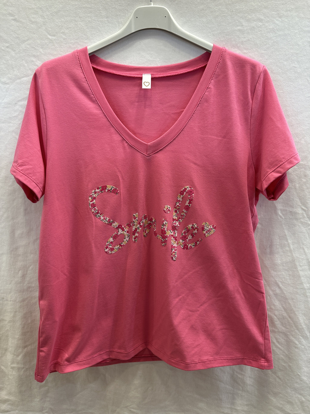 MYSVFU "Smile" V-neck T-shirt Fuchsia
