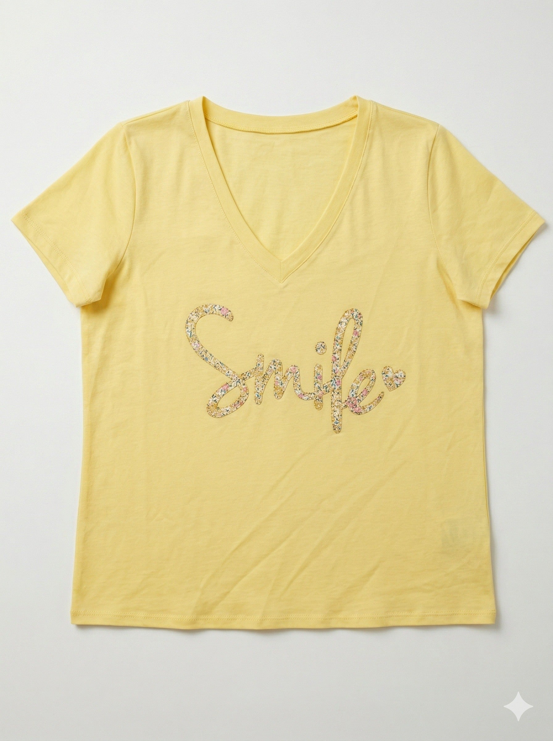 MYSVY "Smile" V-neck T-shirt Yellow