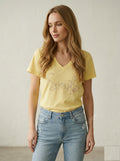 MYSVY "Smile" V-neck T-shirt Yellow