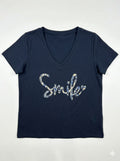MYSVNV "Smile" V-neck T-shirt Navy