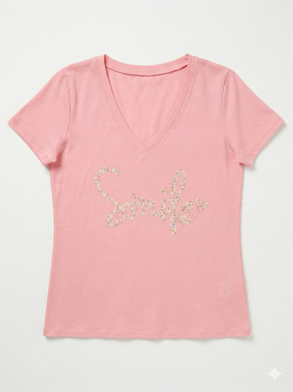 MYSVPK "Smile" V-neck T-shirt Pink