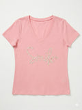 MYSVPK "Smile" V-neck T-shirt Pink