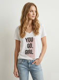MYYGGVW "You Go, Girl" V-Neck T-Shirt White