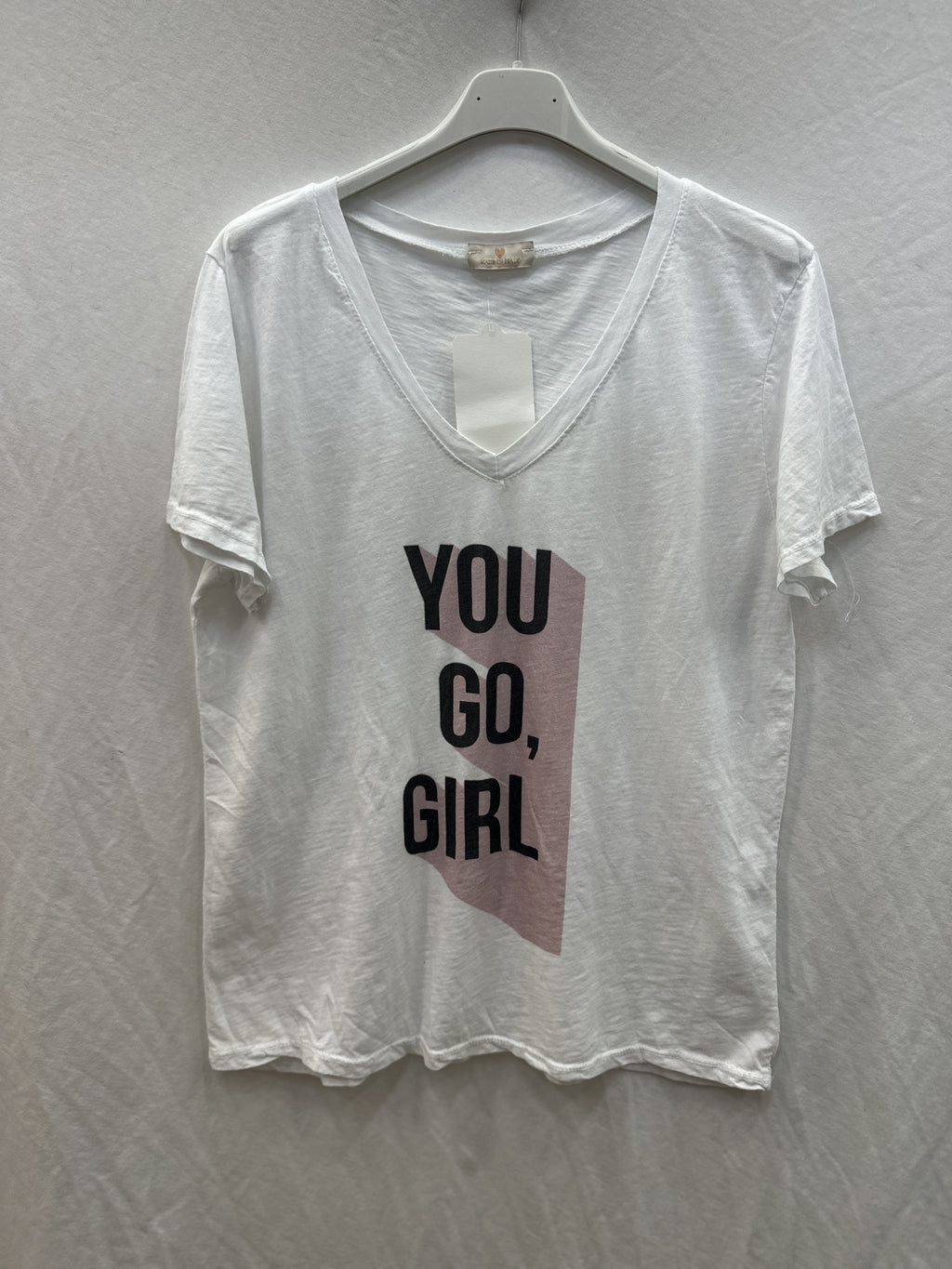 MYYGGVW "You Go, Girl" V-Neck T-Shirt White