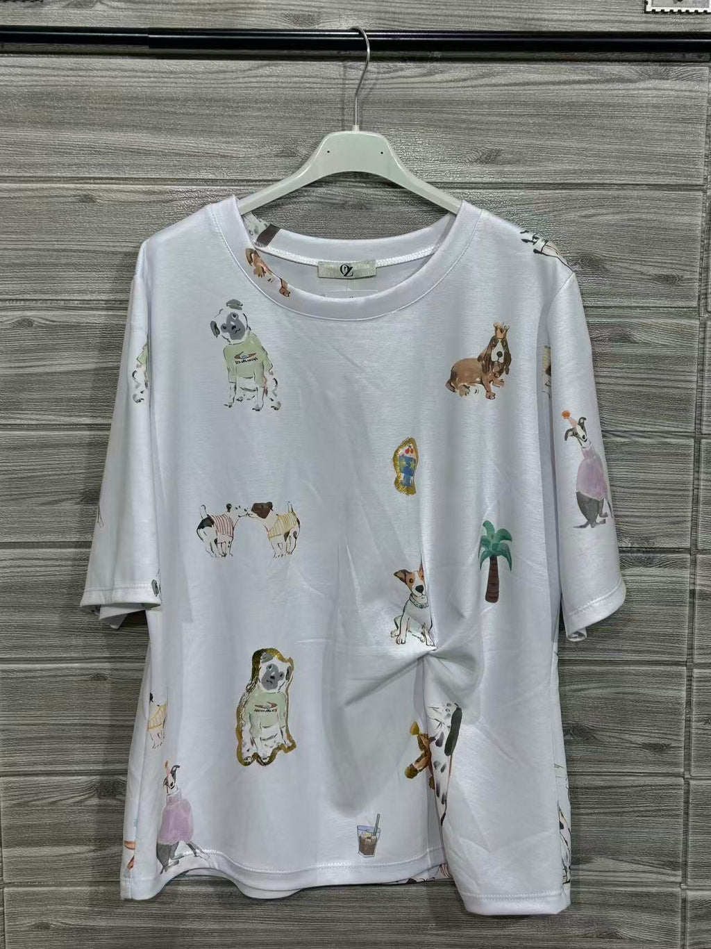 ZOT047WH All-Over Floral Cotton T-Shirt White