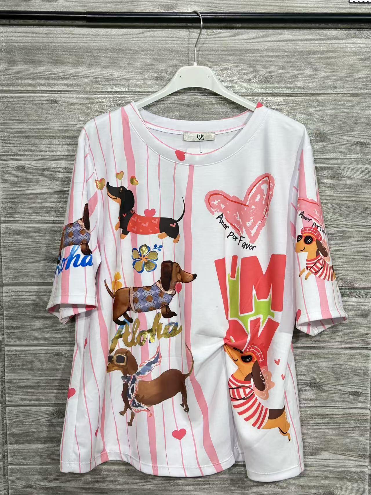 ZOT047BH All-Over Floral Cotton T-Shirt Blush