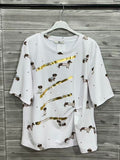 ZOT047IV All-Over Floral Cotton T-Shirt Ivory