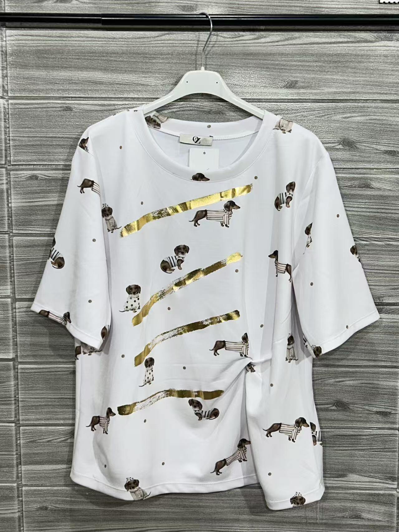 ZOT047IV All-Over Floral Cotton T-Shirt Ivory