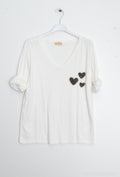 MYCTEHONV Cotton top embroidered with hearts on white background Navy