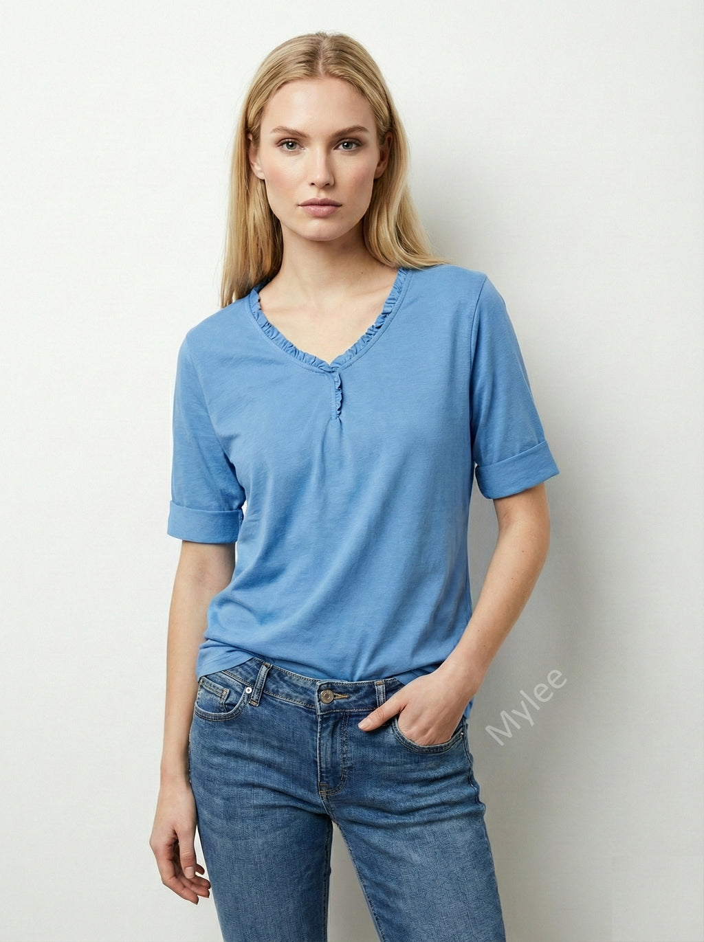 MYCTBCBL Cotton top with border collar Blue
