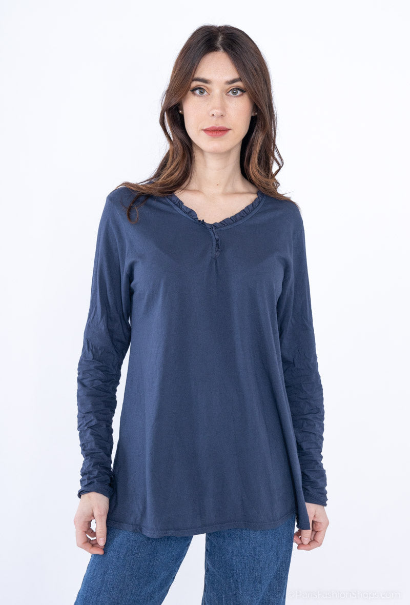 MYCTBCNV Cotton top with border collar Navy