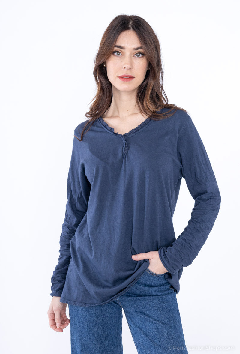MYCTBCNV Cotton top with border collar Navy