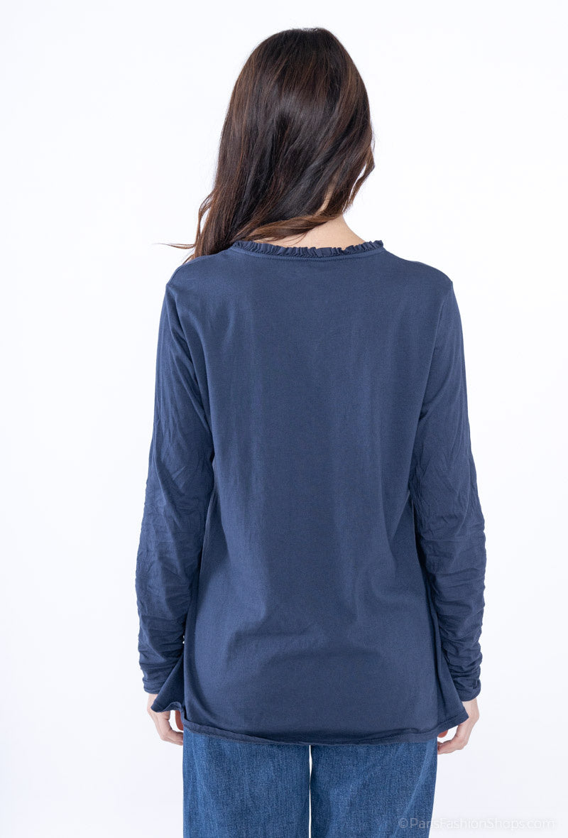 MYCTBCNV Cotton top with border collar Navy