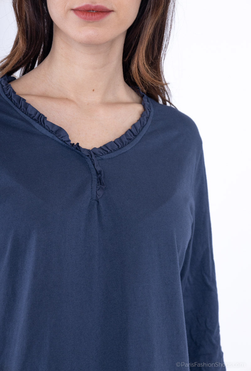 MYCTBCNV Cotton top with border collar Navy