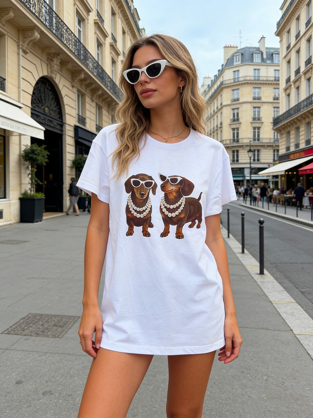 VLTSDWH Stylish Dog T-Shirt White