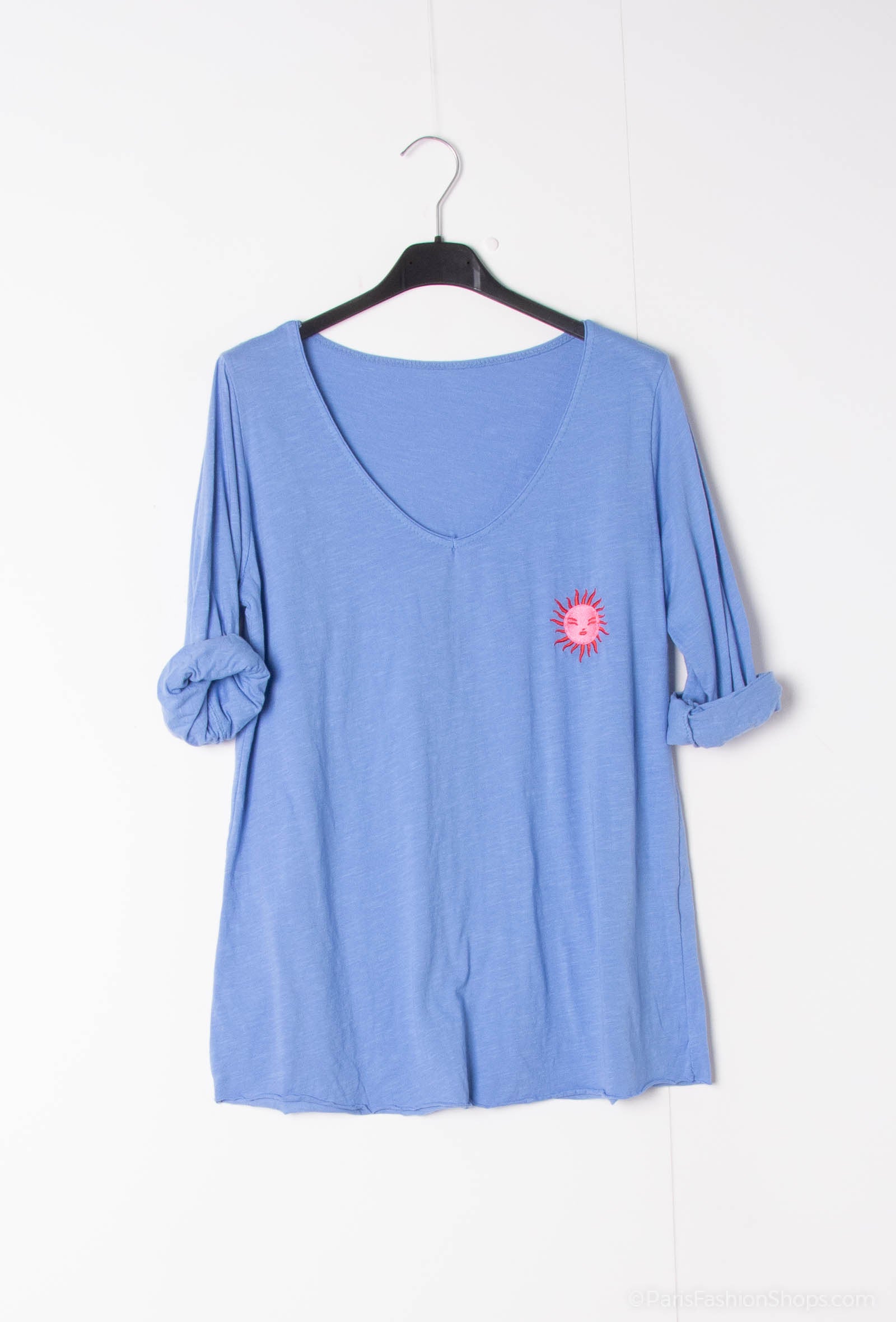 MYCCISBL Cotton t-shirt corded in Sunny Blue