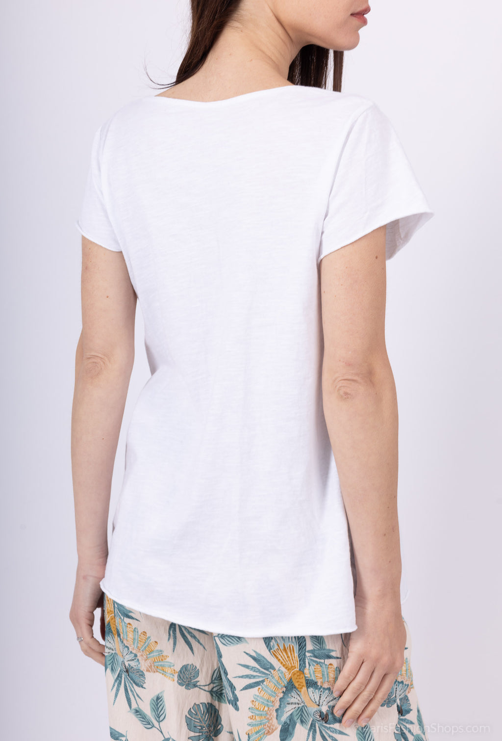 MYCPMRW Cotton t-shirt printed with mandalas rhinestones White