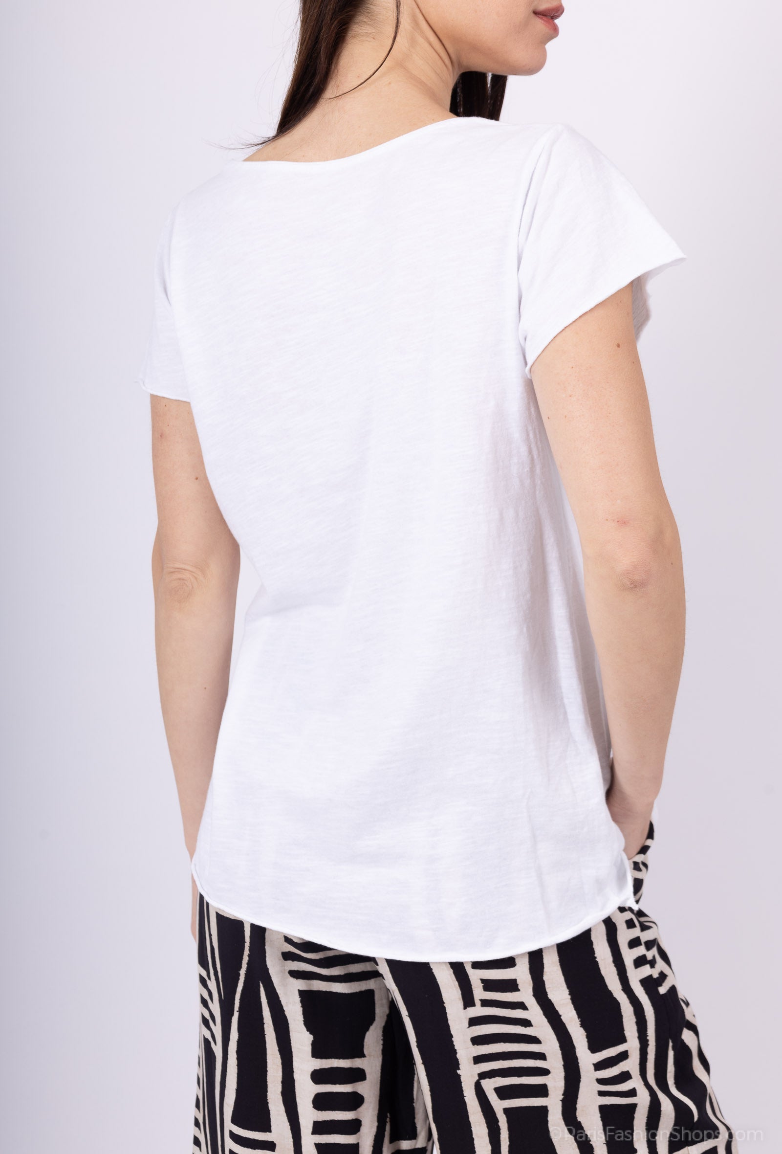 MYPCMRW Printed cotton t-shirt with multi-wing rhinestones White