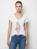 MYCPTRW Cotton t-shirt printed with teddy rhinestones White