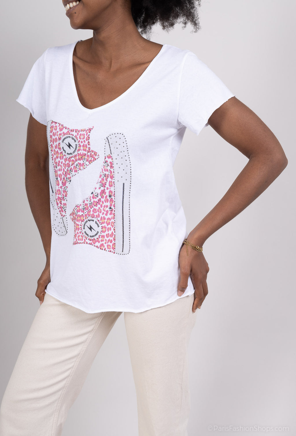 MYCPRW Cotton t-shirt printed with rhinestones White