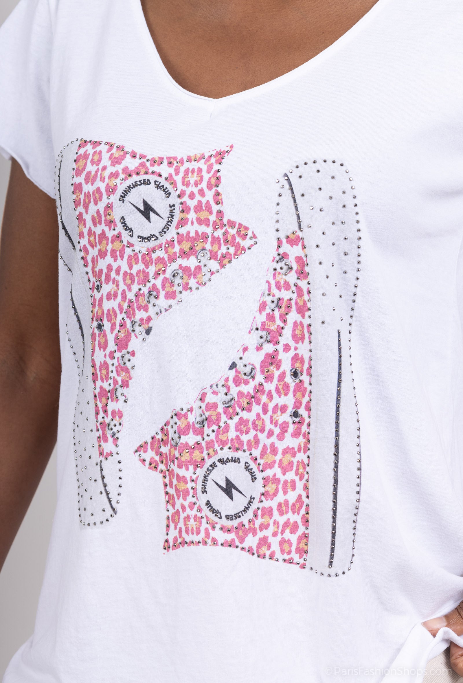 MYCPRW Cotton t-shirt printed with rhinestones White