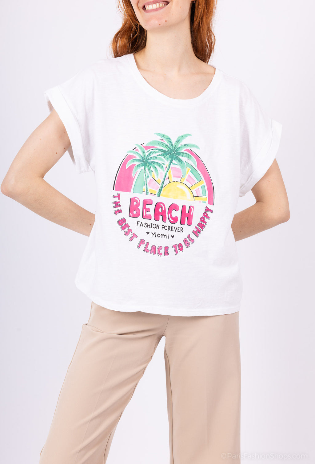 MYBPCW Beach printed cotton t-shirt White