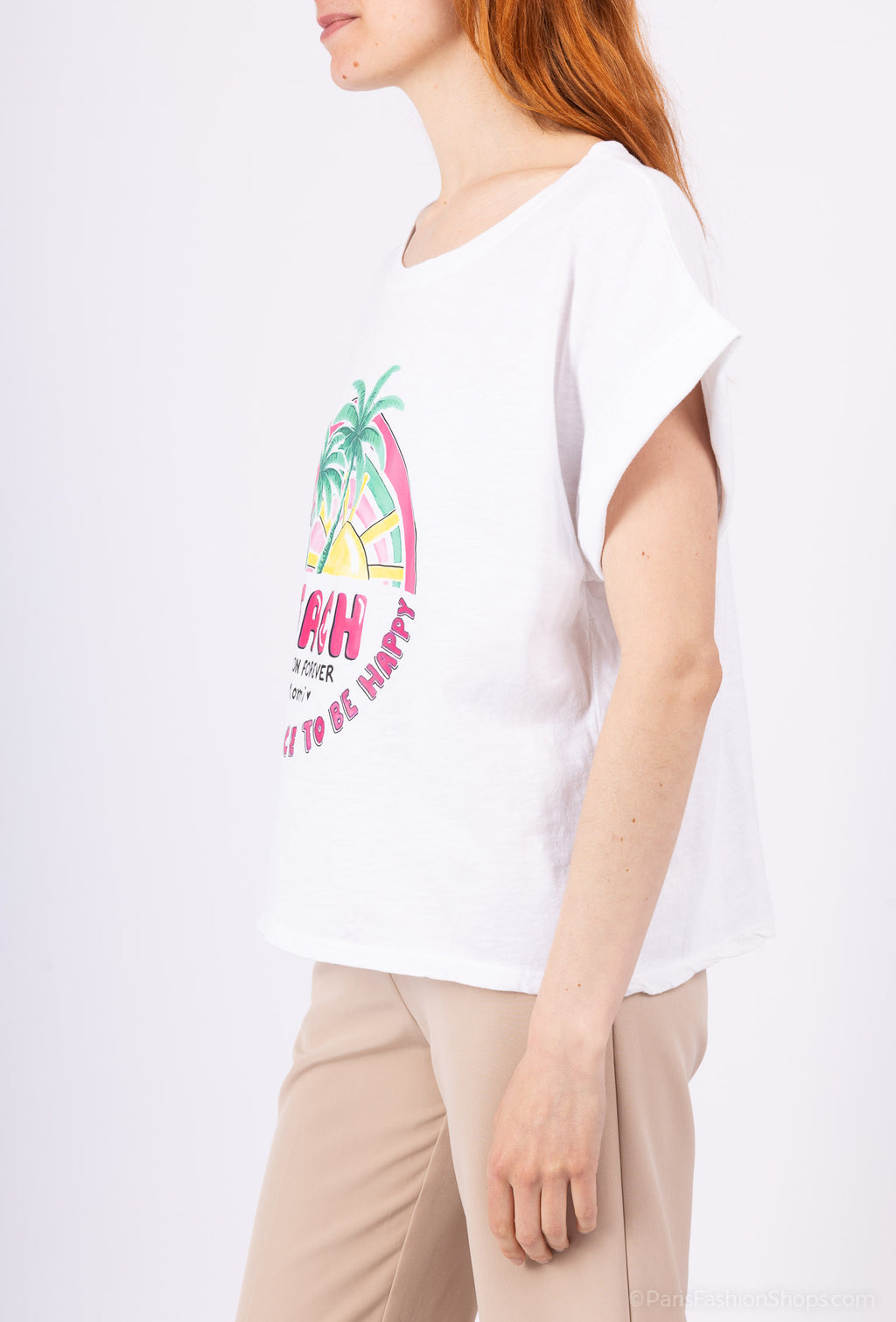 MYBPCW Beach printed cotton t-shirt White