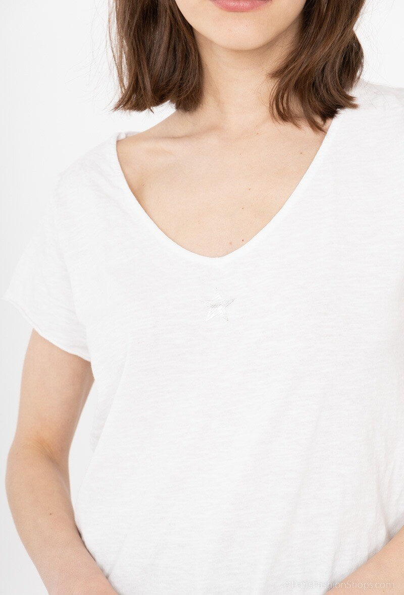 MYEACW T-shirt Star Collar White
