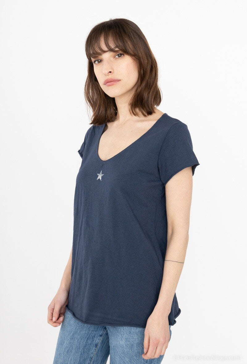 MYEACNV T-shirt Star Collar Navy