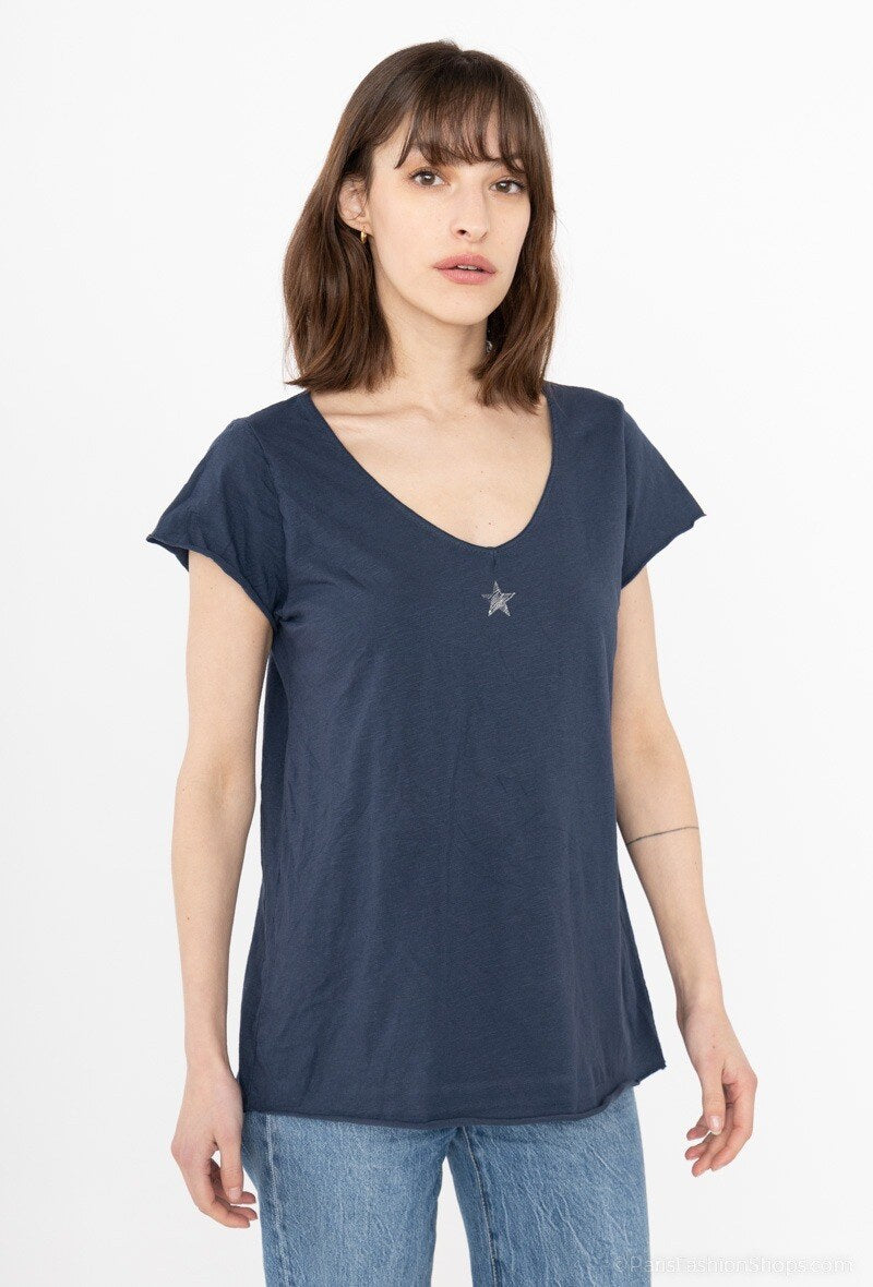 MYEACNV T-shirt Star Collar Navy